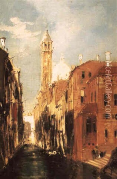 San Giorgio De'greci From A Canal, Venice Oil Painting - James Holland
