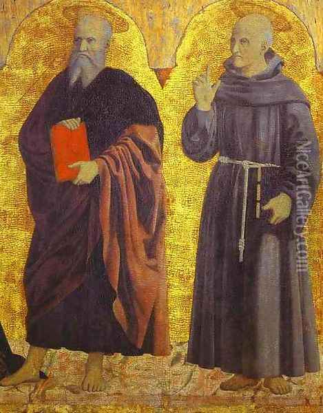 St. John the Evangelist and St. Bernardine of Siena Oil Painting - Piero della Francesca