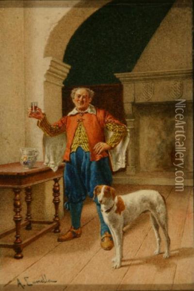 A Cavalier And His Dog Oil Painting - A. Canella