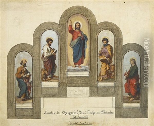 Christus Und Die Vier Apostel. Oil Painting - Jakob Gruenenwald
