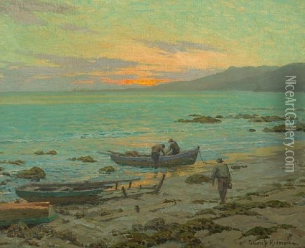 The Fishermen Oil Painting - Granville S. Redmond