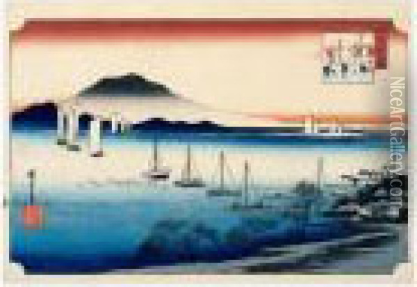 Yabase No Kihan. Le Retour Des Bateaux A Yabase Oil Painting - Utagawa or Ando Hiroshige