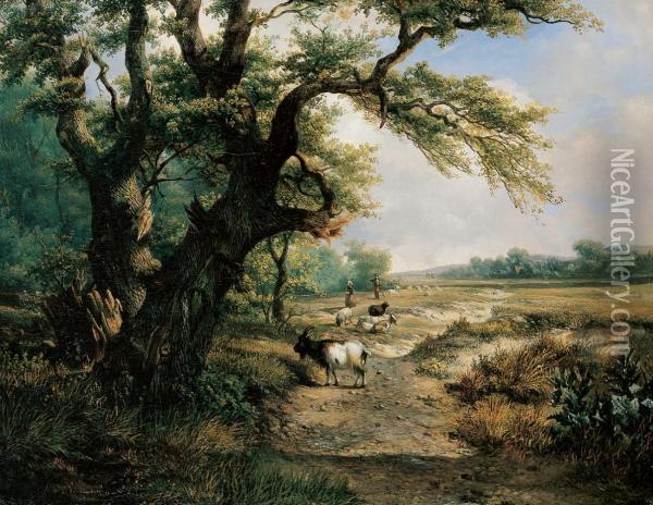 Hollandische Landschaft Mit Ziegenherde Oil Painting - Alexander Hieronymus Jun Bakhuyzen