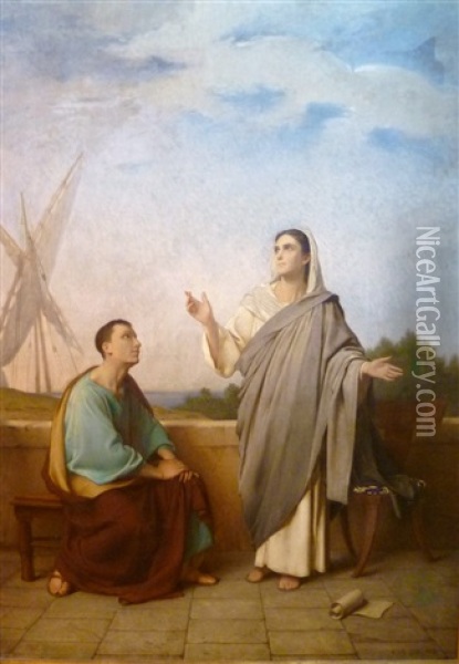 Sainte Monique Et Saint Augustin Oil Painting - Alexis Marie Louis Douillard