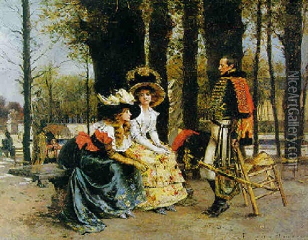 In The Luxembourg Gardens Oil Painting - Francois Flameng