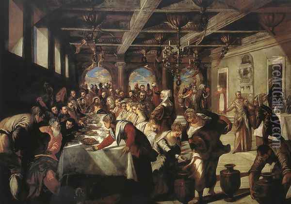Marriage at Cana Oil Painting - Jacopo Tintoretto (Robusti)