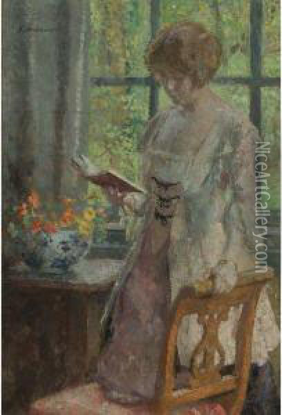 Young Woman Reading Oil Painting - Gari Julius Melchers
