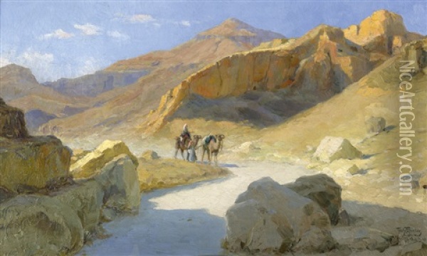 Kamelreiter Im Tal Der Konige In Theben Oil Painting - Tony Binder