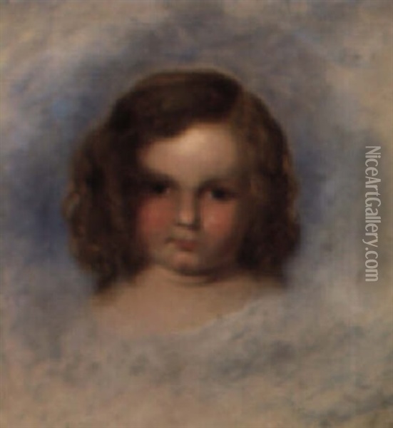 Portraits Of Children Oil Painting - William Strutt