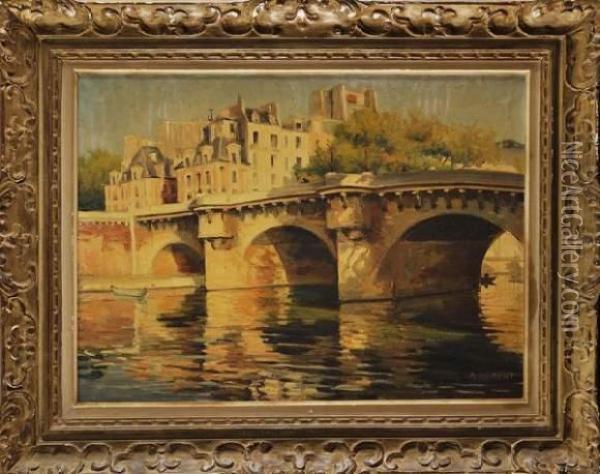 Le Pont Neuf Oil Painting - Alphonse Robert