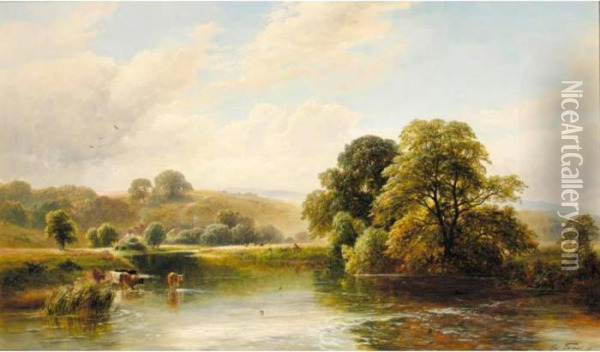 The Trent Near Ingleby Oil Painting - George Turner