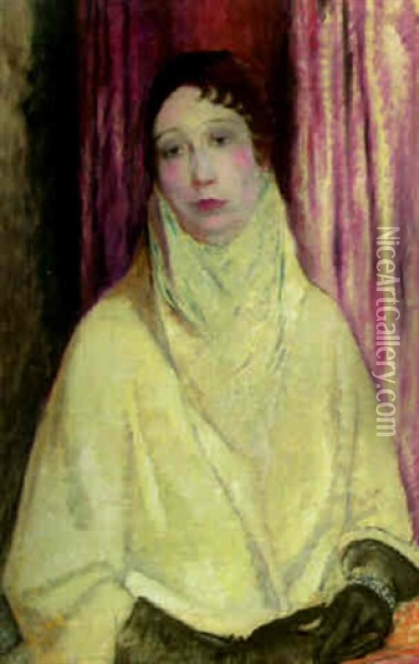 Portrait Of Madame C. D'a. Oil Painting - Glyn Warren Philpot