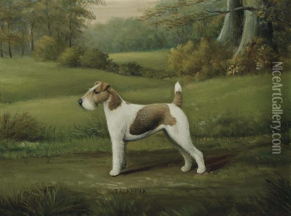 Talahina, A Wire Fox Terrier Oil Painting - Henry Crowther