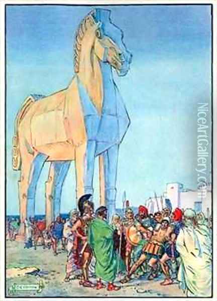 The Trojan Horse Oil Painting - Charles Edmund Brock