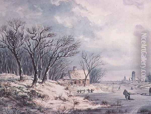Landscape: Winter Oil Painting - J.J. Verreyt