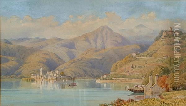 'isolo Pescatoria' And 'lago Orta' Oil Painting - William J. Ferguson