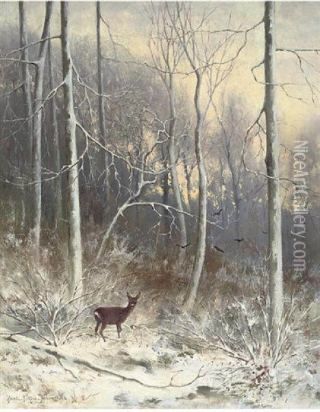 The First Fall Of Snow Oil Painting - Hendrik Klijn