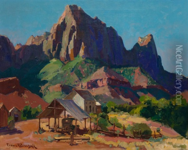 The Watchman, Zion National Park, Utah Oil Painting - Franz Arthur Bischoff