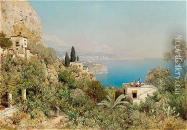 View Of The Amalfi Coast Oil Painting - Edmund Berninger
