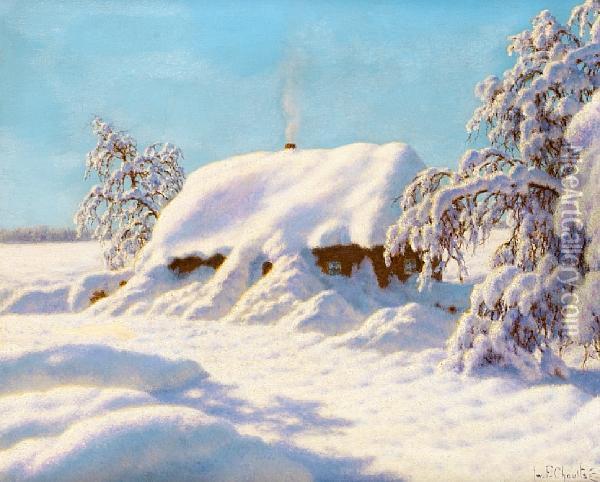 The Snow-covered Cabin Oil Painting - Ivan Fedorovich Choultse