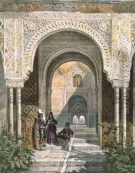 The Room of the Two Sisters in the Alhambra, Granada Oil Painting - Leon Auguste Asselineau