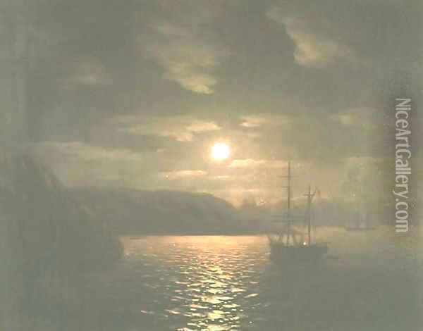 A Lunar night on the Black sea Oil Painting - Ivan Konstantinovich Aivazovsky