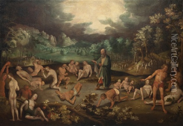 Die Vision Des Ezechiel Oil Painting - Karel van Mander the Elder