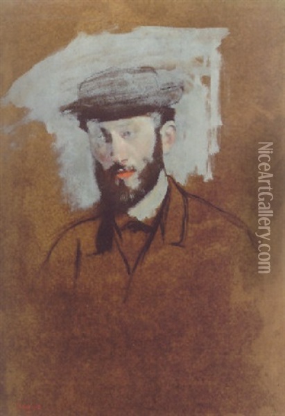 Portrait D'eugene Manet Oil Painting - Edgar Degas
