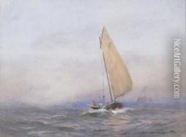 A Small Vessel On A Misty Sea Oil Painting - William St. Thomas Smith