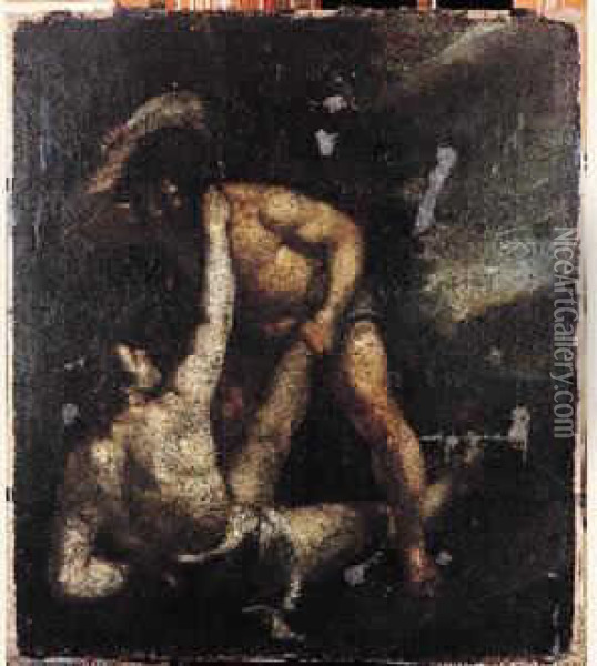 Cain Tuant Abel Oil Painting - Antonio De Bellis