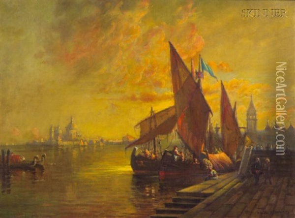 Late Afternoon, Venice Oil Painting - Walter Franklin Lansil