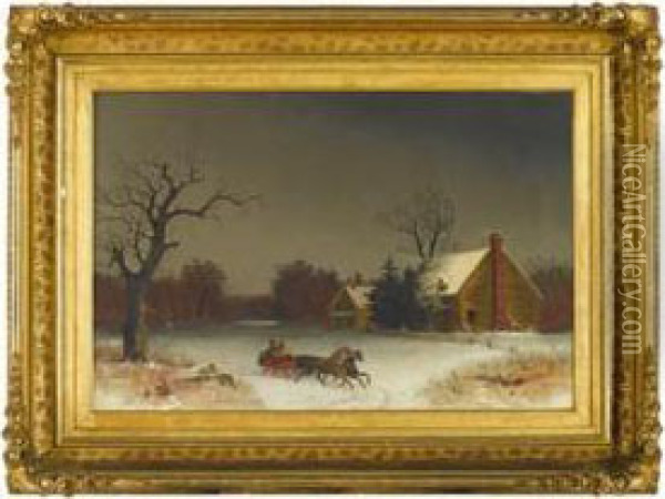 Winter Scene Oil Painting - William Velde Van De Bonfield