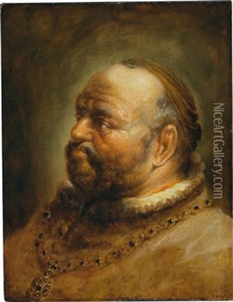 Portrait Of A Bearded Man Oil Painting - Christoph Paudiss