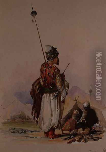 A Kurdish Warrior Oil Painting - Amadeo Preziosi