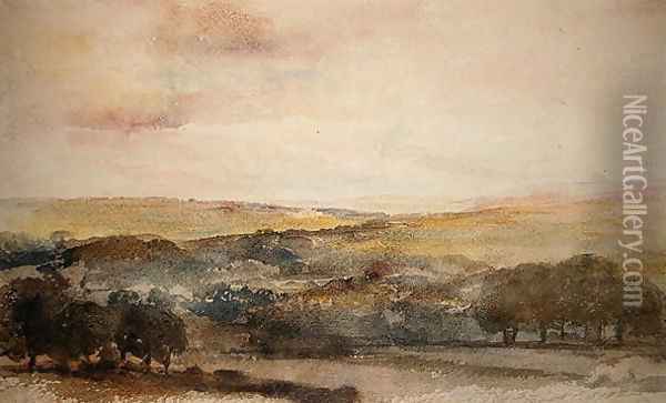 A Distant View of Lowther Castle, Westmorland Oil Painting - Peter de Wint
