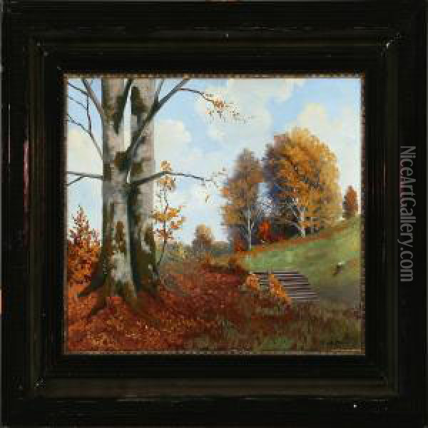 Autumn Park Scene Oil Painting - Karl Philipp