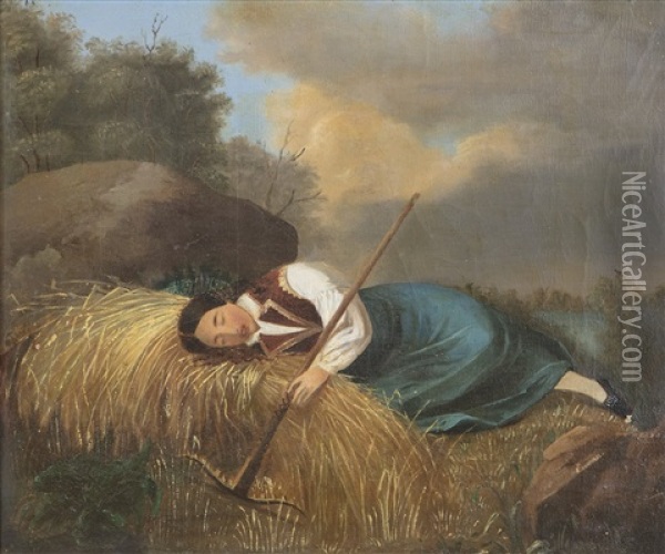 Resting Girl Oil Painting - Emma Gylden