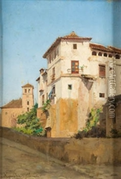 Granada Oil Painting - Jose de Larrocha Gonzalez