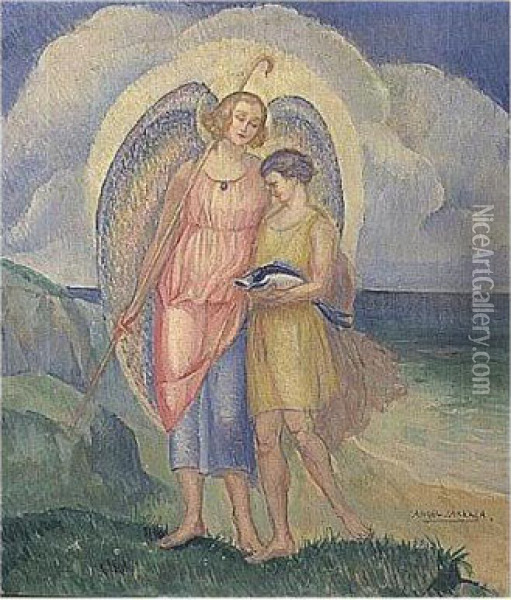 Arcangel San Rafael Oil Painting - Angel Zarraga Arguelles