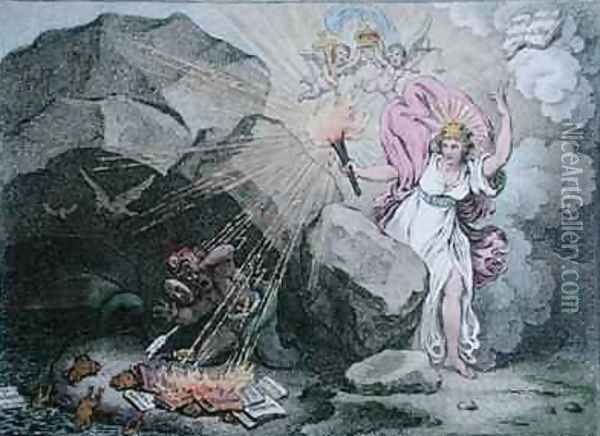 A Peep into the Cave of Jacobinism or Magna est Veritas et praevalebit Oil Painting - James Gillray