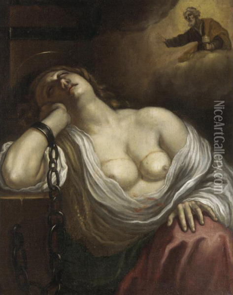 Saint Agatha Oil Painting - Giovanni Biliverti