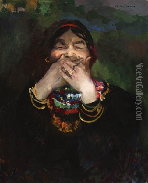 Laughing Baba Oil Painting - Filip Malyavin