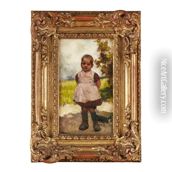 Small Child In The Garden Oil Painting - Robert McGregor
