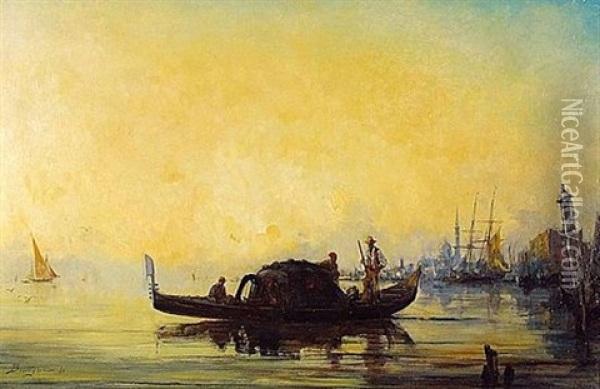 Sur La Lagune A Venise Oil Painting - Paul Bistagne