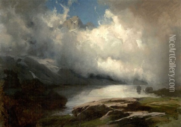 Berglandschaft Mit Aufziehenden Wolken Oil Painting - Johann Rudolf Koller