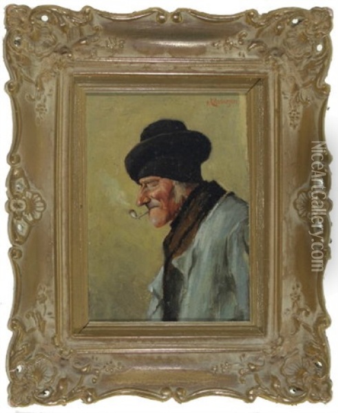 Bildnis Eines Pfeife Rauchenden Mannes Oil Painting - Edmund Harburger