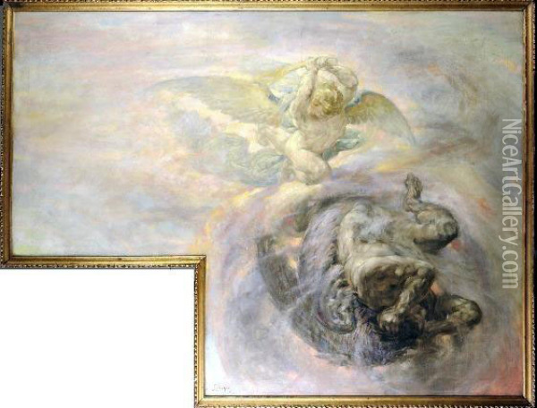 L'ange Dechu Oil Painting - Auguste Leveque