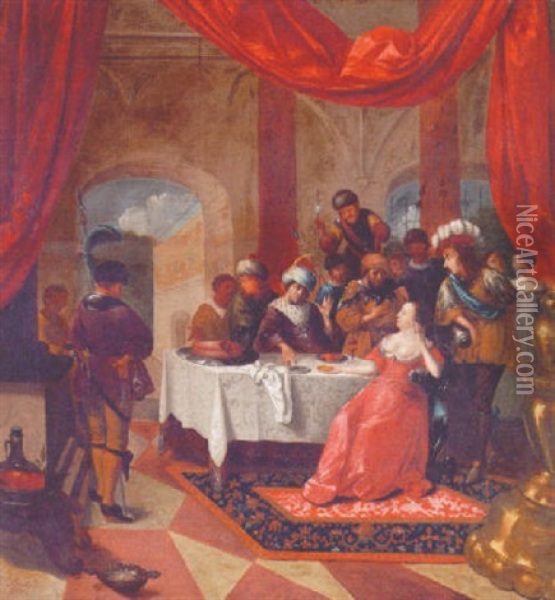 Kung Salomo Och Drottningen Av Saba Oil Painting - Richard Brakenburg
