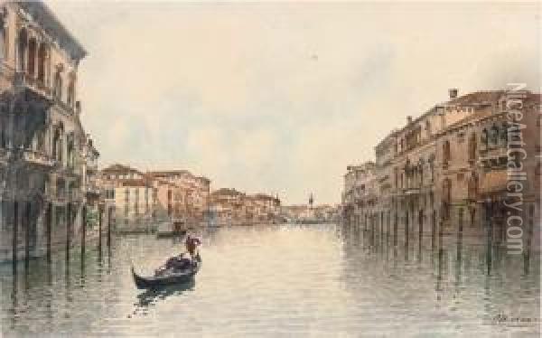 On The Grand Canal, Venice Oil Painting - H. Biondetti