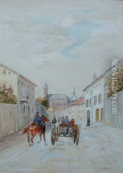 Viale Con Carro E
Soldato A Cavallo Oil Painting - Sebastiano De Albertis